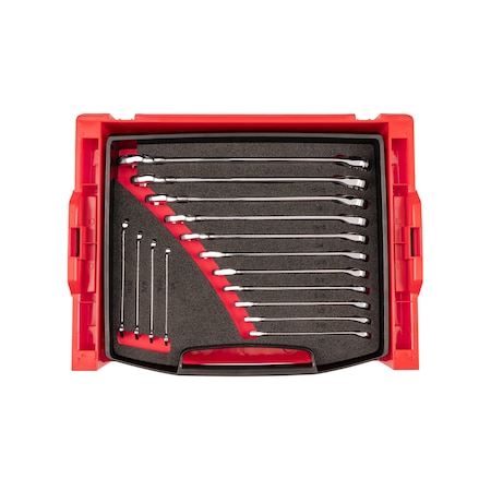 Tekton Combination Wrench Set with Open Top Drawer and Rack, 15-Piece (1/4-1 in.) OLB94201